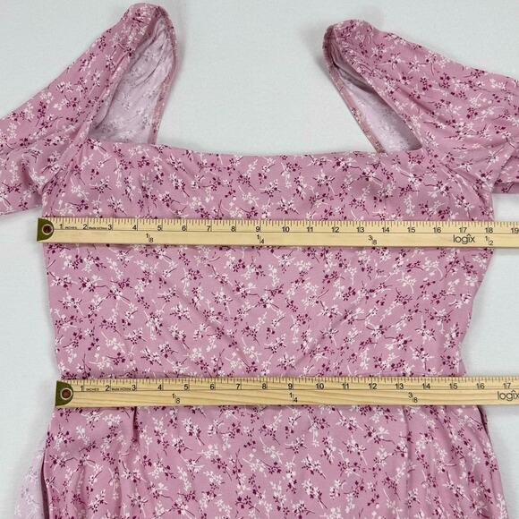 NWT Reformation Rosalie Floral Wrap Mini Dress Women's 12 Pink Ditsy Coquette - Picture 15 of 16